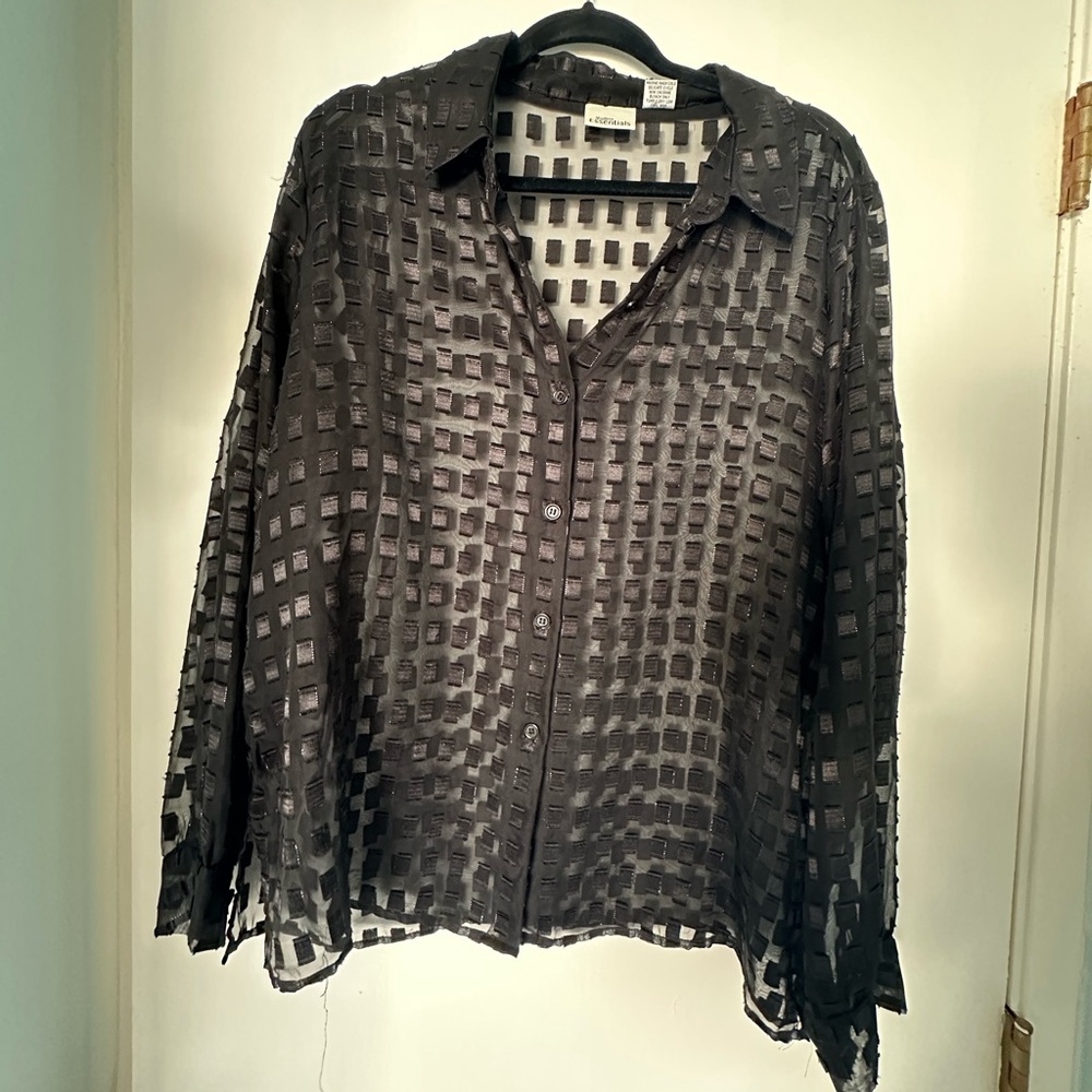 Essentials Black Sheer Blouse